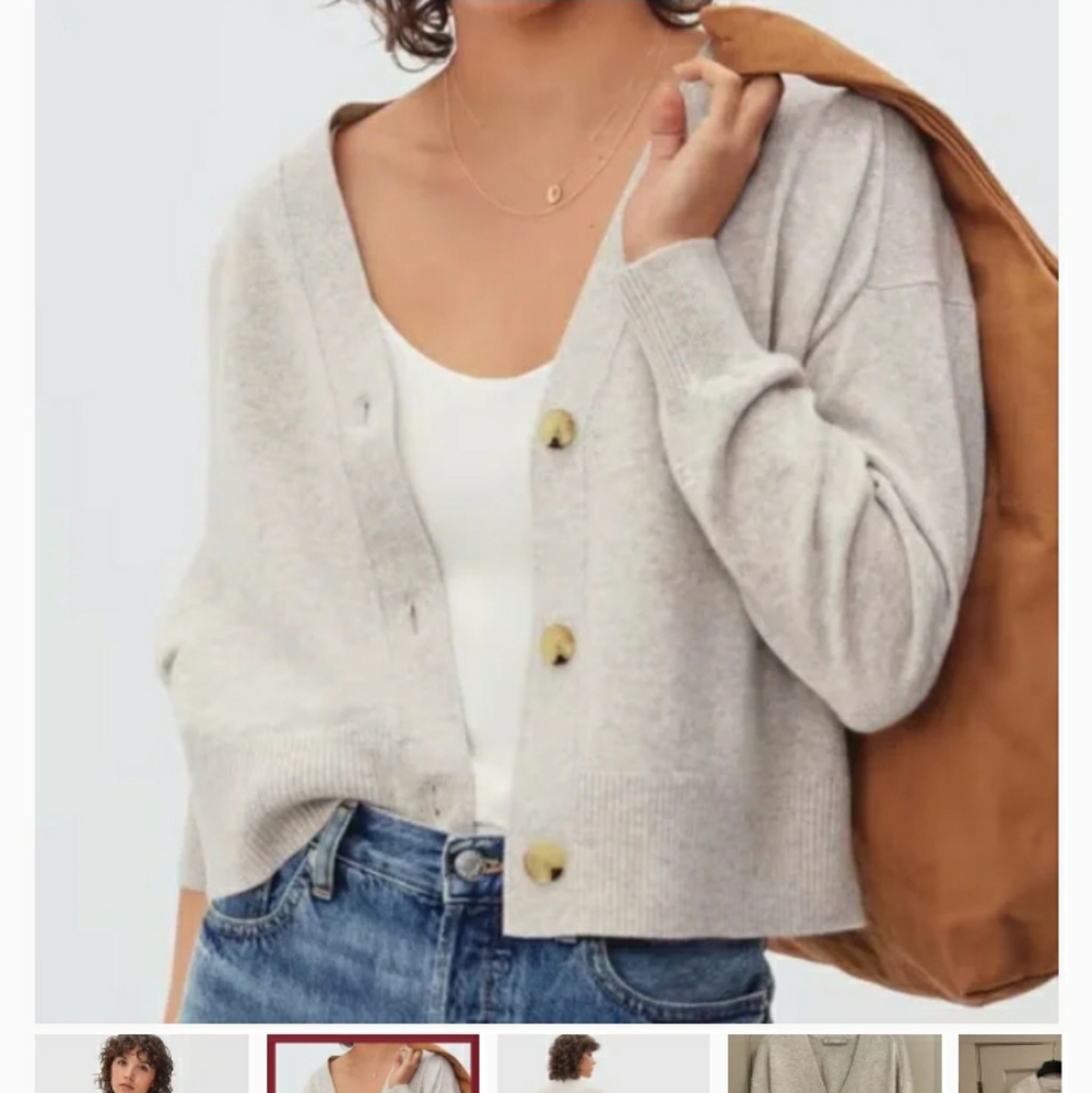 Iso everlane the cropped cashmere cardigan xxs grey